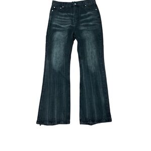 Flared black ripped jeans